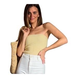 Sezane Orianna Tube Top Woman Yellow XL Wool Blend